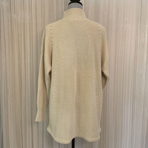 RDI oversized mock turtle neck kangaroo pocket straw string hemline tunic sweatr - Picture 4 of 8